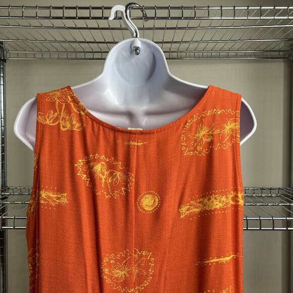 Dana Kay Women's Orange Hawaiian Maxi Dress Size 12 Aloha Summer Party Beach - Picture 8 of 9